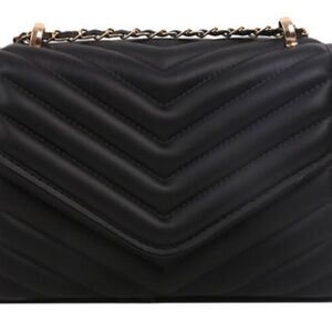 Women’s Crossbody Bag Lightweight Adjustable Chain Strap Quilted Handbag BLACK